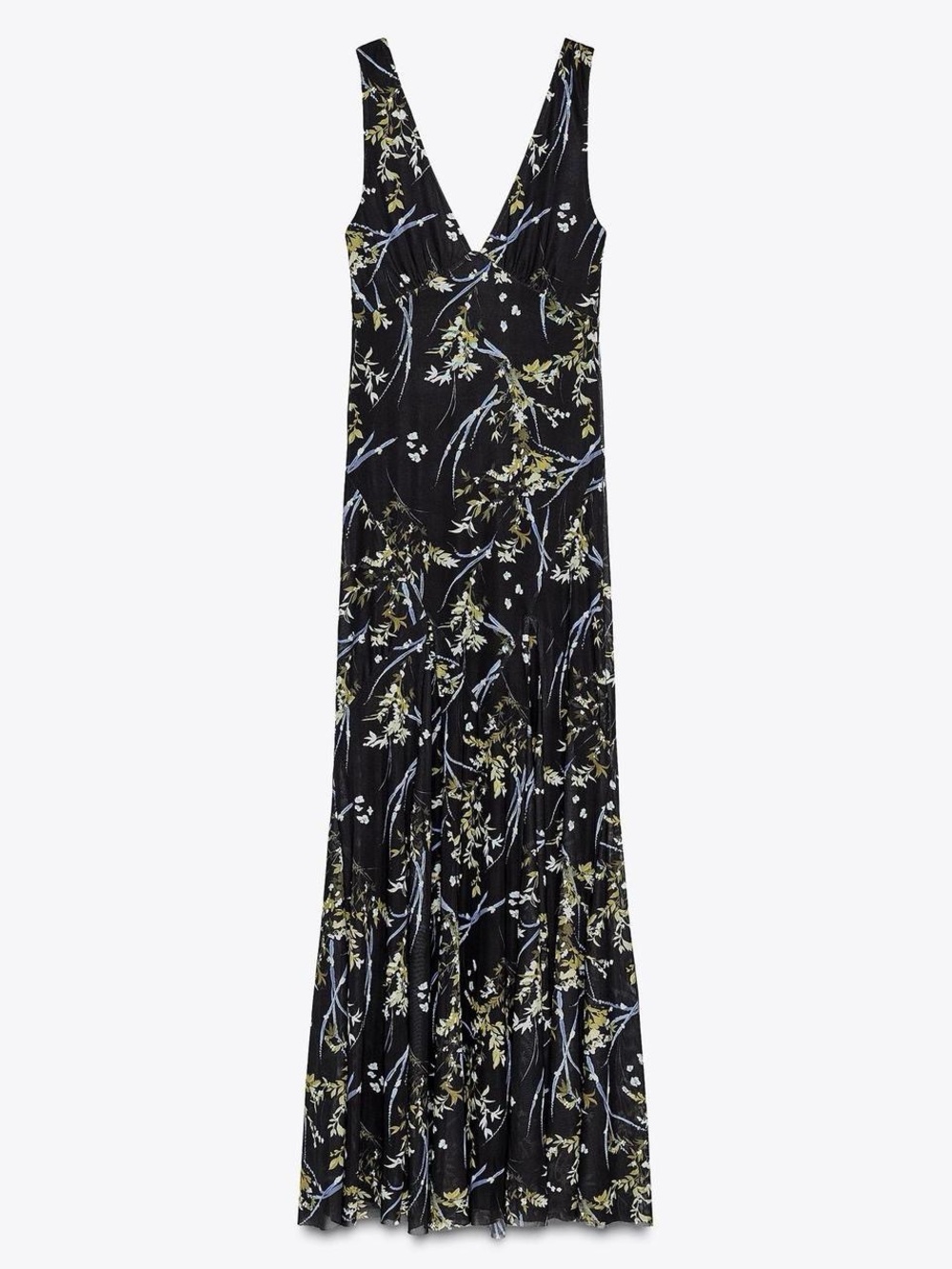 Size S Zara marine blue and yellow floral maxi dress